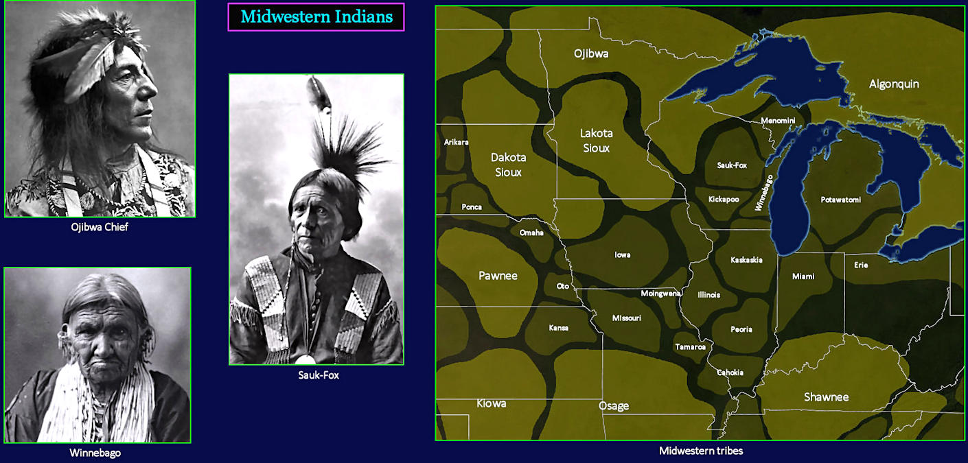 Midwestern tribes, map